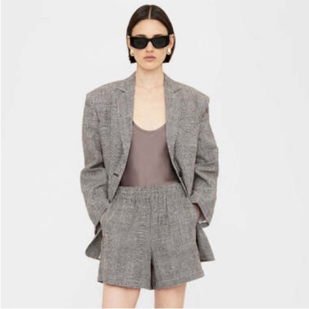 NEW NWT Anine Bing Quinn Blazer in Brown Plaid